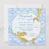 Baby shower Meisje Zeemeermin Waterverf Schalen n Kaart (Voorkant)