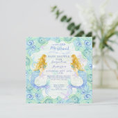 Baby shower Meisje Zeemeermin Waterverf Waves Wood Kaart (Staand voorkant)