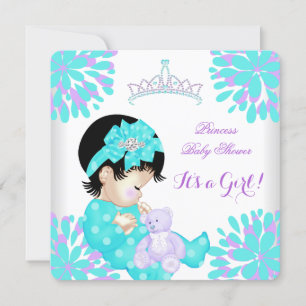 Baby Shower Meisje Zoete Baby Turquoise Paarse Bee Kaart