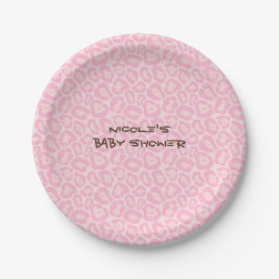 Baby Shower Meisjes Roze Safari Cheetah Luipaard Papieren Bordje