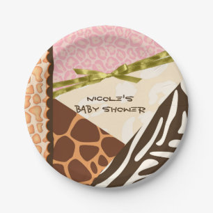 Baby Shower Meisjes Roze Safari Print Thema Borden Papieren Bordje