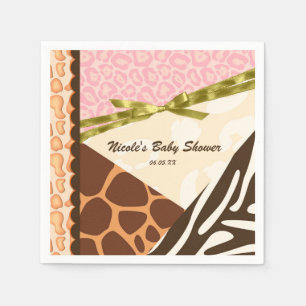 Baby Shower Meisjes Roze Safari Print Thema Feest Servetten