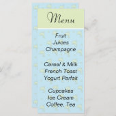 Baby shower menu "Blauwe Dolfijnen" (Voorkant / Achterkant)