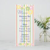 Baby shower Menu "Bloemen en strepen" (Staand voorkant)