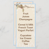 Baby shower Menu "BlueTurtle" (Voorkant / Achterkant)