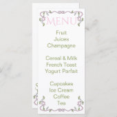 Baby shower Menu "Castle in the Sky/Pink" (Voorkant / Achterkant)