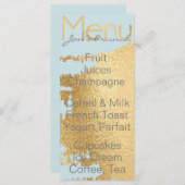 Baby shower Menu "Classic Gold/Blue" (Voorkant / Achterkant)