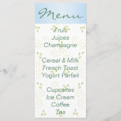 Baby shower Menu "Goudblauwe Vogels" (Voorkant)