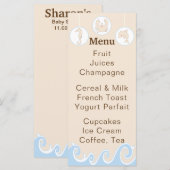Baby shower Menu "Onder het Zee Mobile" (Voorkant / Achterkant)