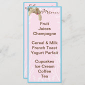 Baby shower Menu "Roze Schildpad" (Voorkant / Achterkant)