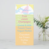 Baby shower-menubalk menu (Staand voorkant)