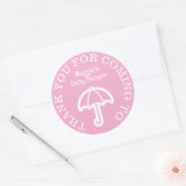 Baby shower merci autocollants avec parapluie rose (Enveloppe)
