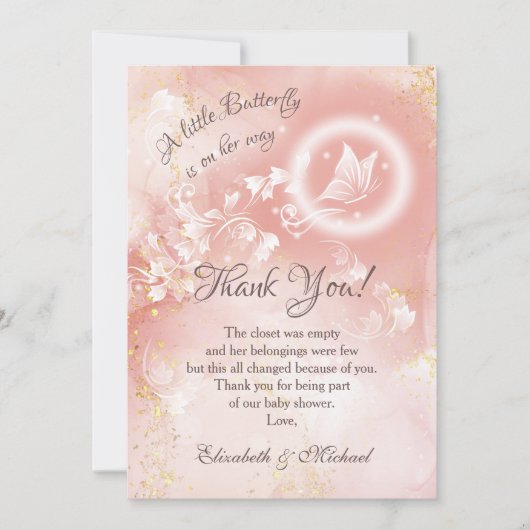 Baby shower Merci d'aquarelle Papillon Apricot (Devant)