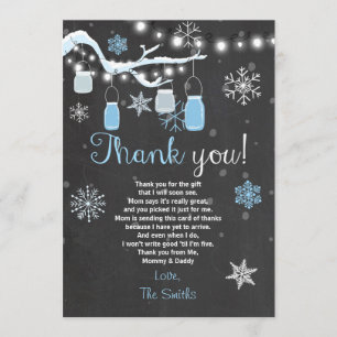 Baby shower Merci Hiver Enfant garçon bleu
