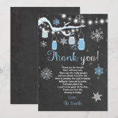 Baby shower Merci Hiver Enfant garçon bleu (Devant / Derrière)