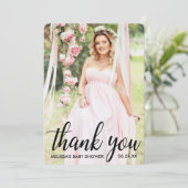 Baby shower Merci moderne Carte photo R (Debout devant)