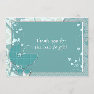 Baby shower Merci Notes Turquoise Baby Buggy