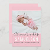 Baby shower Merci rose bébé fille | PHOTO (Devant / Derrière)