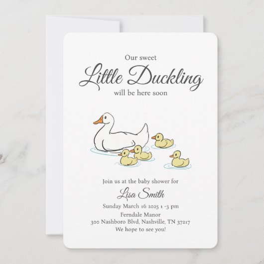 Baby shower Mère Canard et Canards Invitation (Devant)