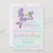 Baby shower Mermaid invitation Lavender Gold Turqu (Devant)