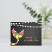 Baby shower Mermaid Tail Glitter | Dank je Briefkaart (Staand voorkant)
