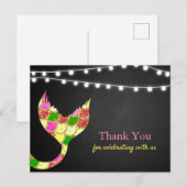 Baby shower Mermaid Tail Glitter | Dank je Briefkaart (Voorkant / Achterkant)