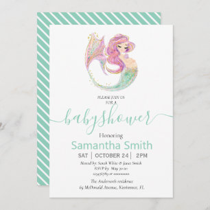 BABY SHOWER MERMAID VERT DOUCE Invitation