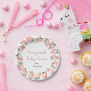 Baby Shower met Aardbei en Chocolade Papieren Bordje
