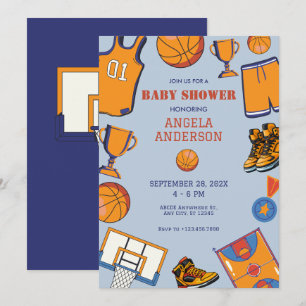 Baby shower met basketbalthema kaart