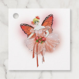 Baby shower met blaasvlieg van gloeiende vlinder bedankjes labels