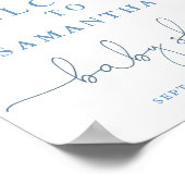 Baby shower met blauw florons poster (Hoek)