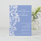 Baby shower met blauw leder kaart (Staand voorkant)