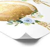 Baby shower met blauwe en gouden ballon poster (Hoek)