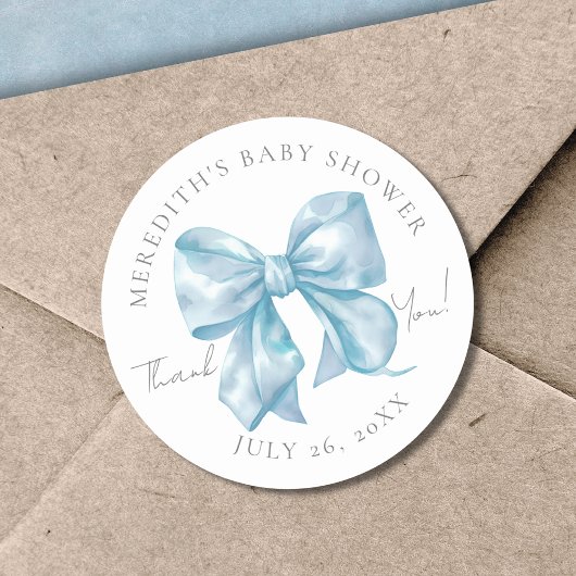 Baby Shower met Blauwe Lint Ronde Sticker