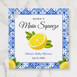 Baby Shower met Blauwe Tegel Citroen Mama's Main S Bedankjes Labels