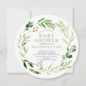 Baby shower met botanisch groen leder kaart (Voorkant)