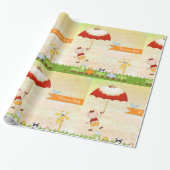 Baby shower met dieren en paraplu cadeaupapier (Uitgerold)