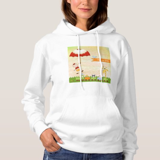 Baby shower met dieren en paraplu hoodie (Voorkant)