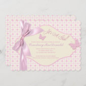 BABY SHOWER met drukletters (BOW/Tint) Kaart (Voorkant / Achterkant)