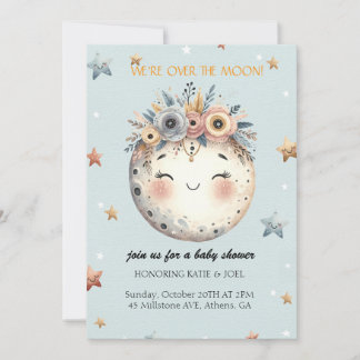 Baby shower met een hemelthema kaart