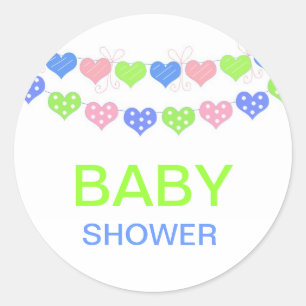 Baby Shower met Hartjesketting Ronde Sticker