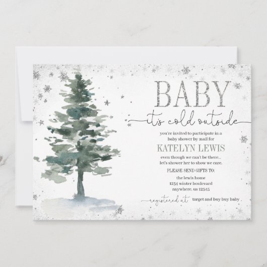 Baby shower met kerstbomen per post kaart (Voorkant)