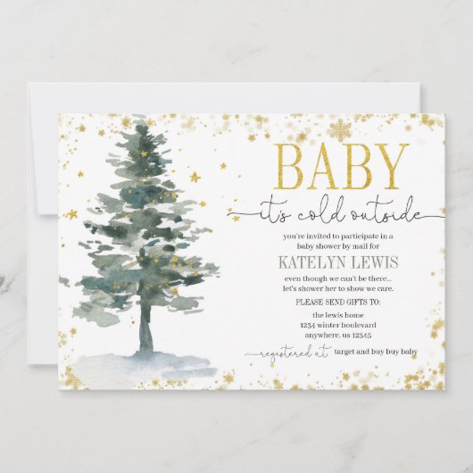 Baby shower met kerstbomen per post kaart (Voorkant)