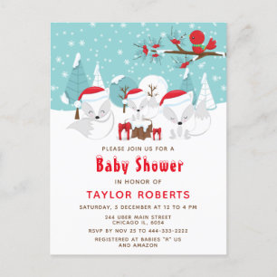 Baby shower met kerstbos briefkaart
