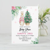 Baby shower met kerstPeter Rabbit Kaart (Staand voorkant)