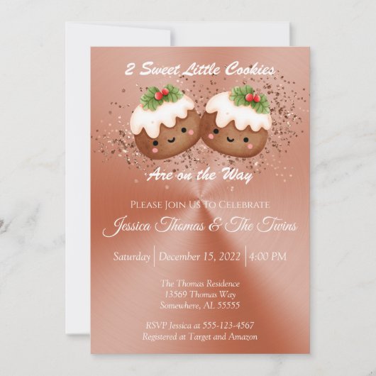 Baby shower met kersttwitterkoekjes kaart (Voorkant)