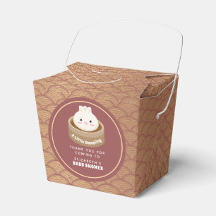 Baby shower met kleine duimbepaling bedankdoosjes