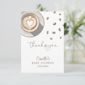 Baby shower met koffiethema bedankkaart (Staand voorkant)