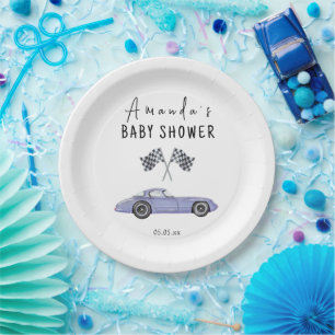Baby Shower met raceauto thema Papieren Bordje