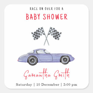 Baby Shower met raceauto-thema Vierkante Sticker